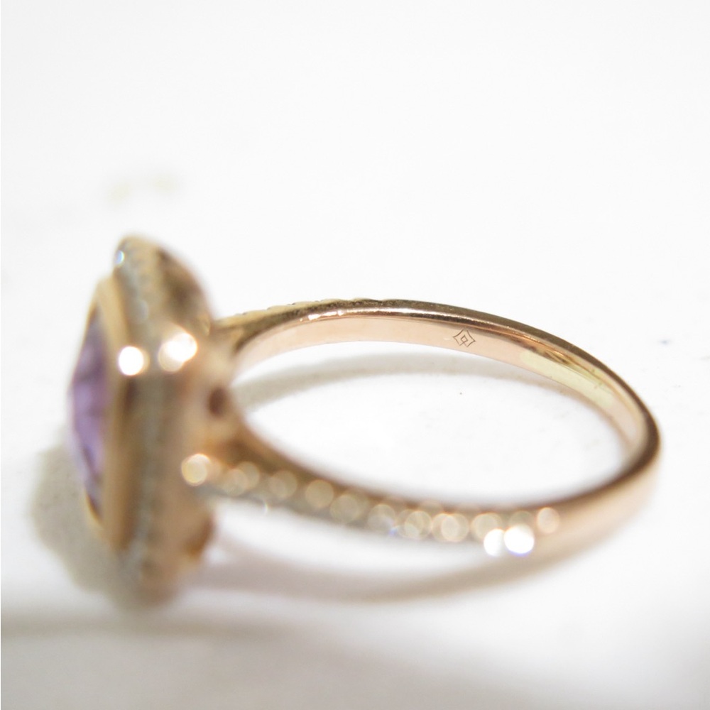 Genuine diamond ring with amethyst gem - Picture 7 of 7